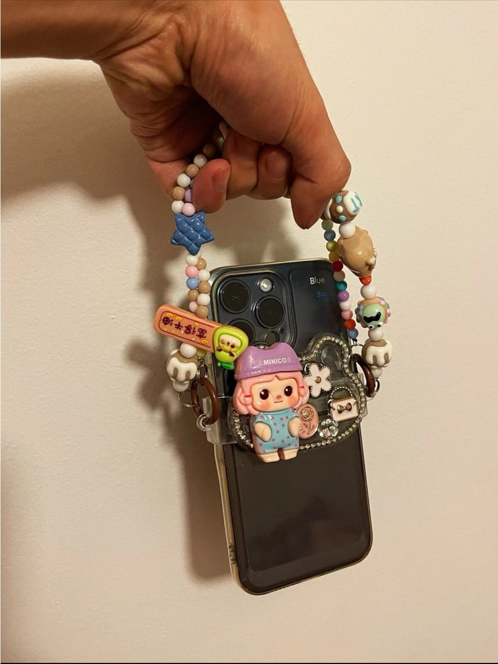 Miniso For iPhone chain Cute Phone Holder Case W/Chain